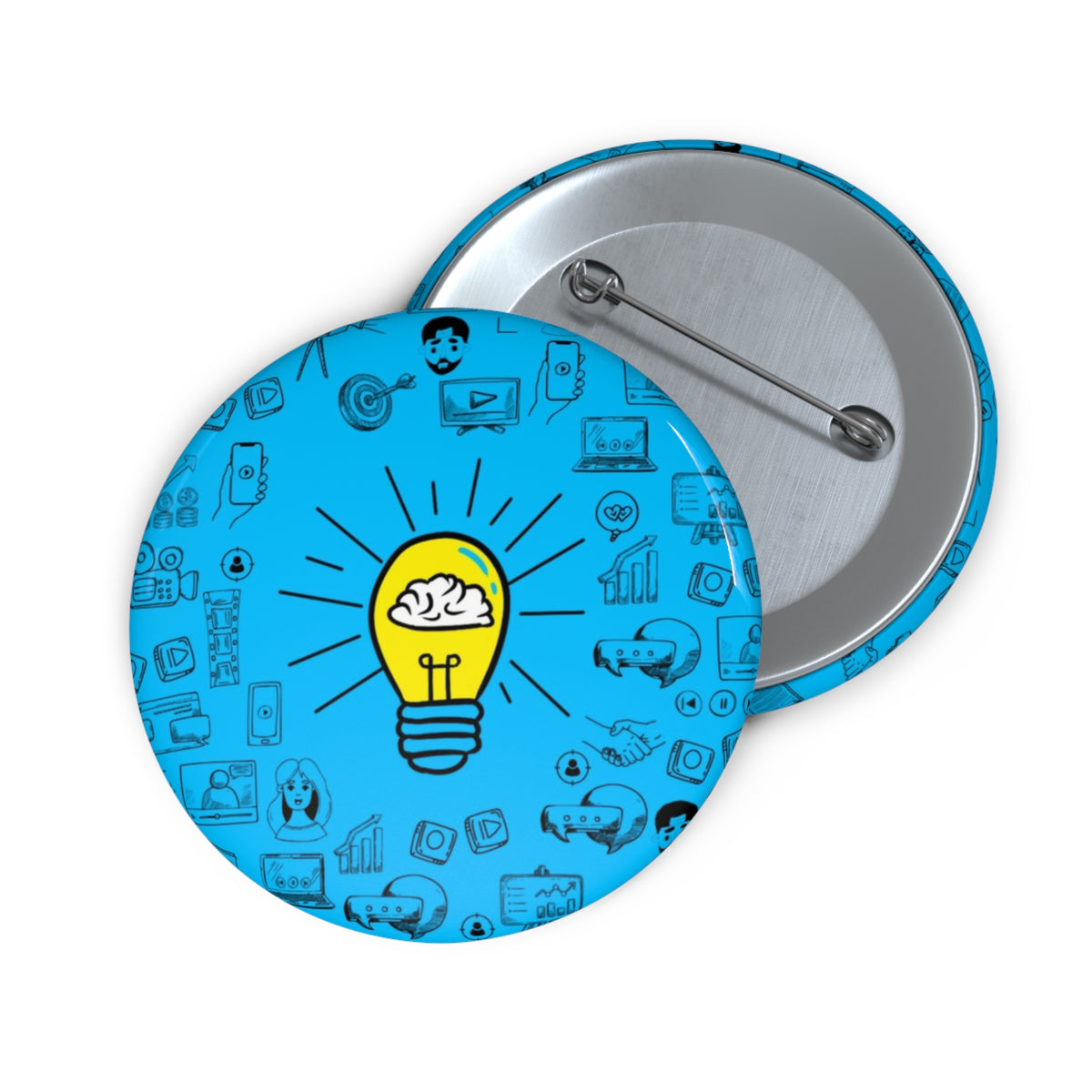 Rethink Everything Power of Video Classic Design Pin Button — Custom Round Badge for Teachers, Students & Creatives
