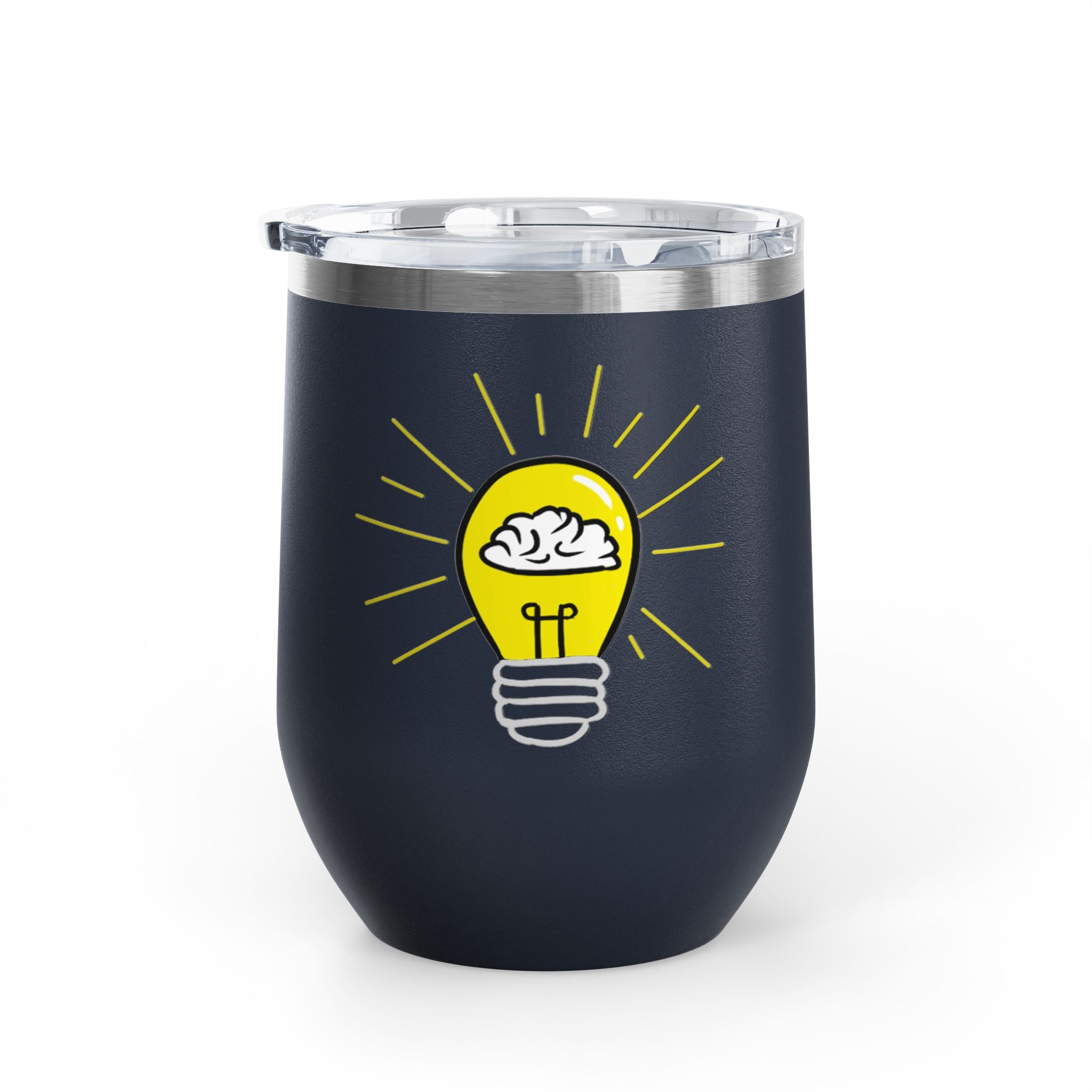 Rethink Everything Prospecting Design Wine Tumbler— Lightbulb Brain Design, Insulated Stainless Steel Wine Cup