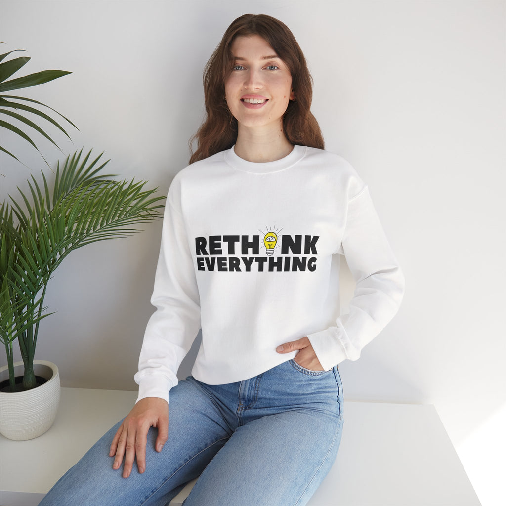 Rethink Everything Financial Literacy Crewneck Sweatshirt – Unisex Inspirational Graphic Pullover