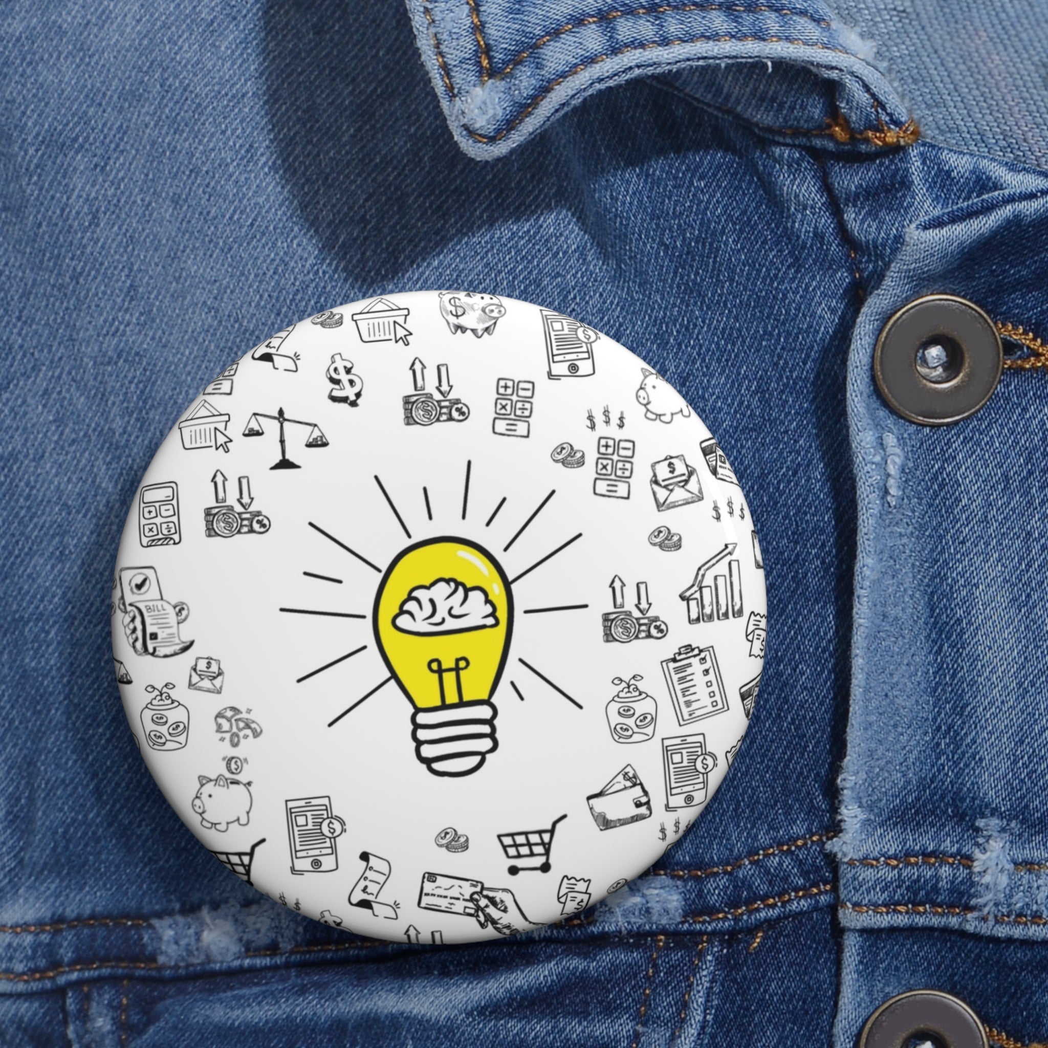 Rethink Everything Financial literacy Classic Design Pin Button — Custom Round Badge for Teachers, Students & Creatives